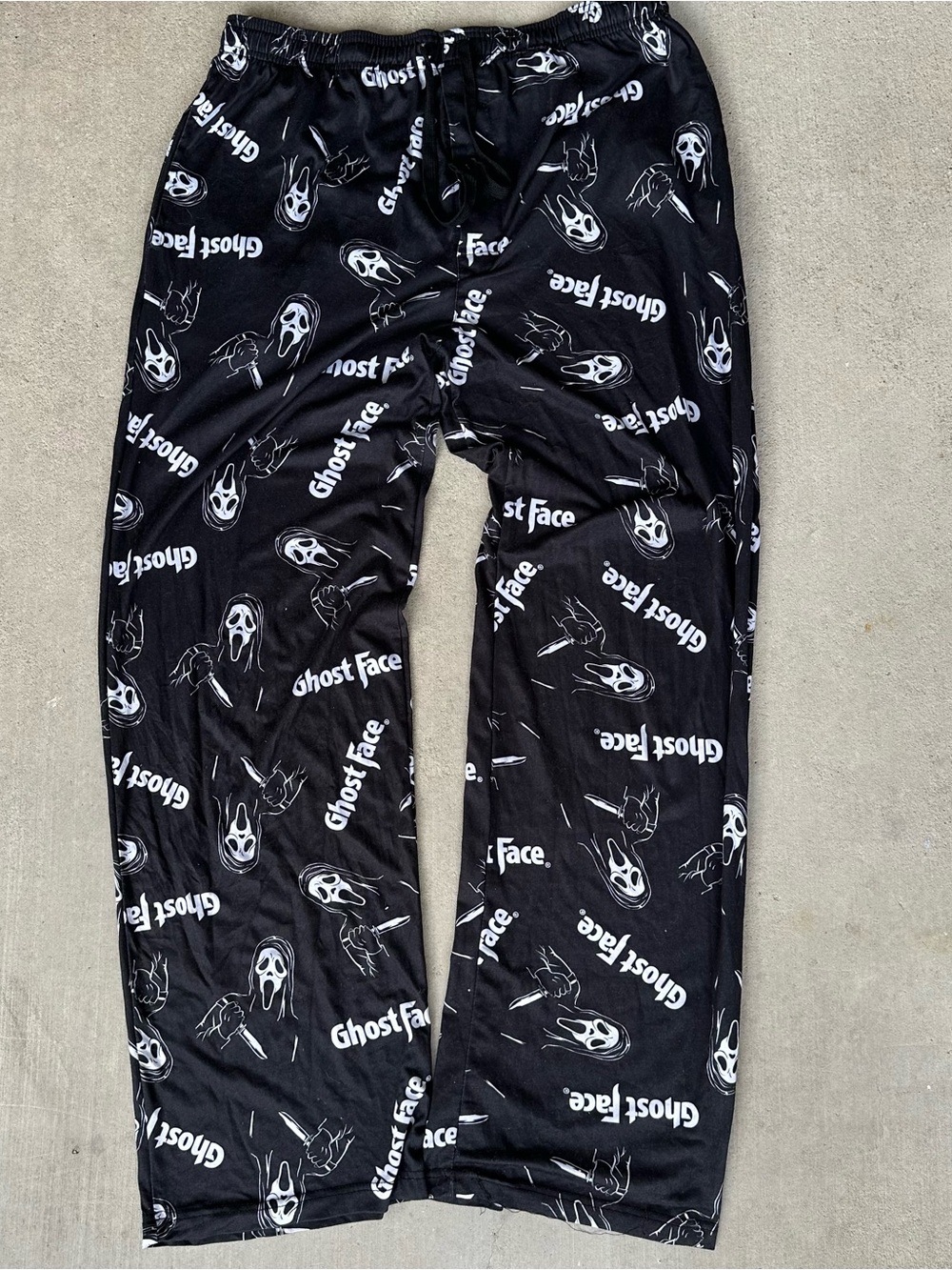 Ghost Face Scream Black Graphic Pjs Sleep Pants XL